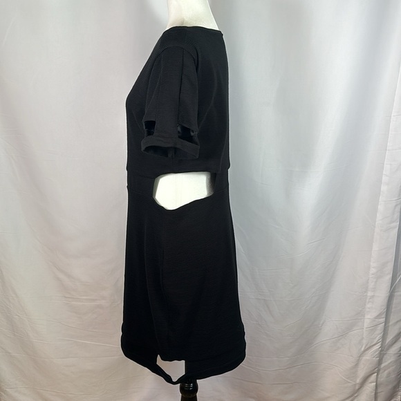 ASOS Black Hip & Thigh Cutout Ribbed Dress Size 14 - Picture 3 of 12